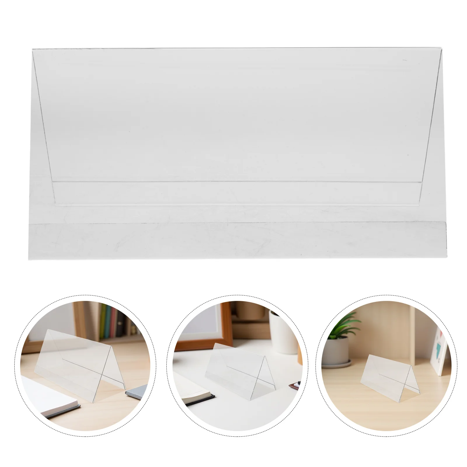 

10Pcs Clear V Shaped Meeting Room Sign Holder Dual Sided Tabletop Nameplate Holder Office Desk Display Stand 7.86x4.72x3.54in