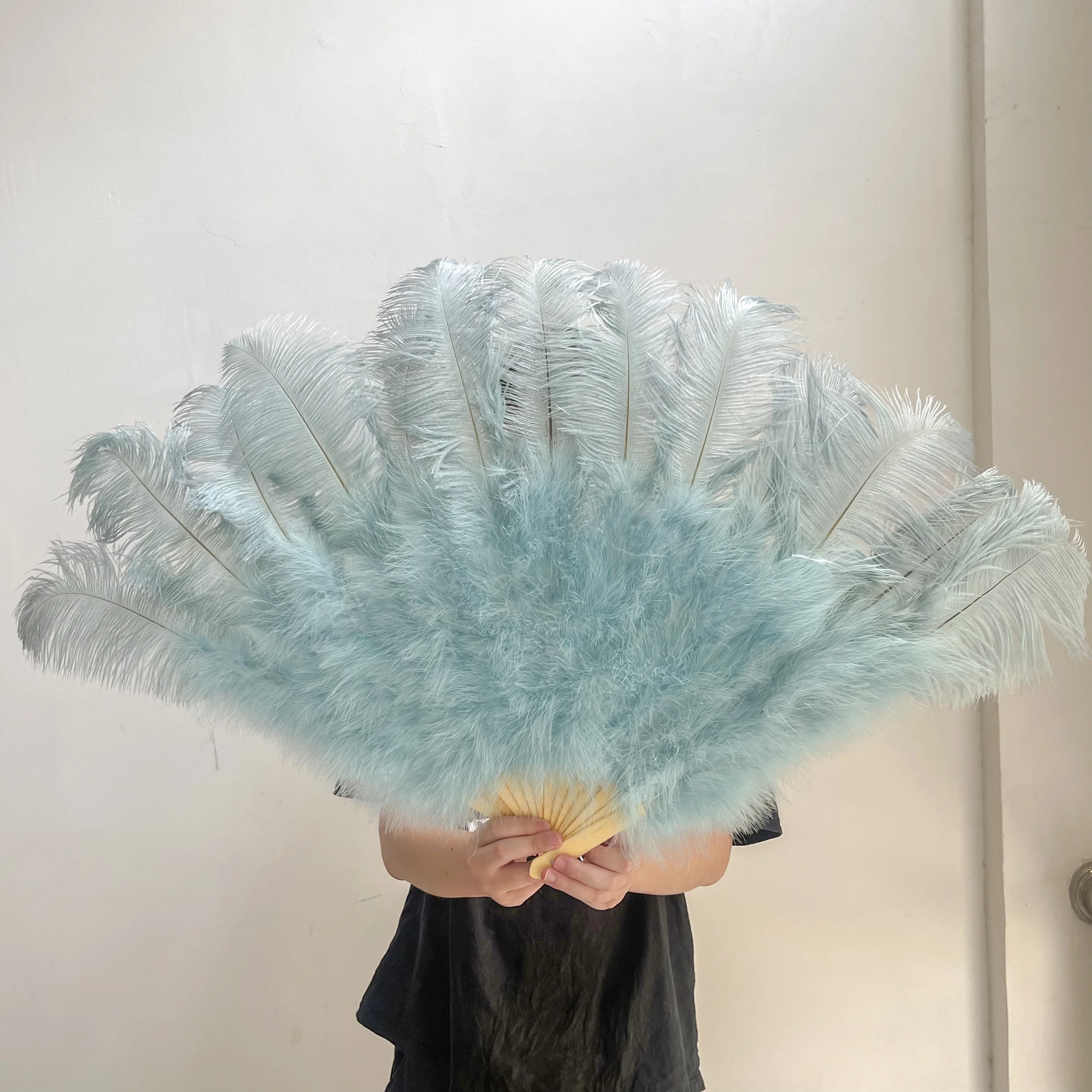 Colored Ostrich Feathers Fan 60cm Handheld Plumes Fan Dancer Party Performance Ornament Stage Props Crafts Plume Wholesale