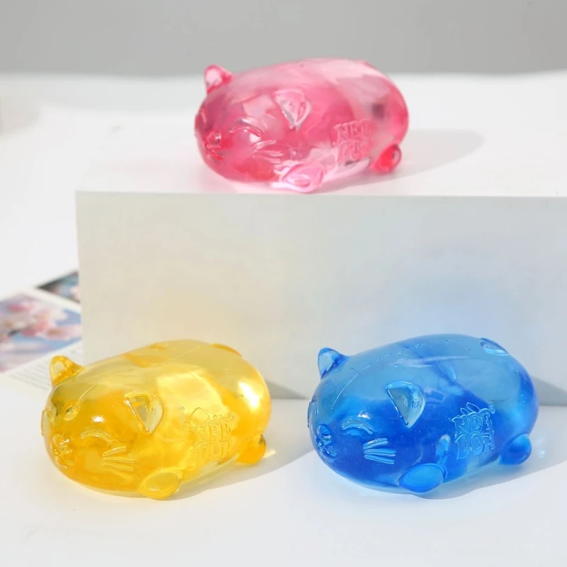 Kitten Squishy Sensory Toy, Soft Candy Stress Relief Squeeze Vent Toy, Anti-Anxiety Squeeze Toy, Ideal for People with ADHD