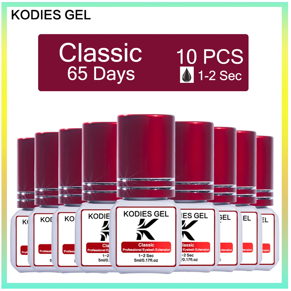 KODIES GEL 10 PCS Eyelash Glue Super Strong Lash Adhesive Extension Supplies Bulky Private Label 1-2Sec Dry Firm Korea Lift Glue