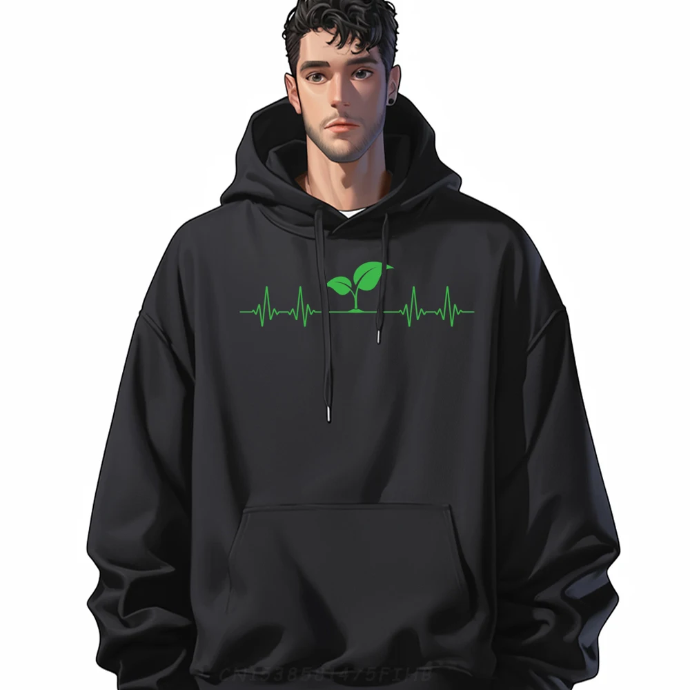 

Vegan Green Plant Heartbeat Vegetarian Plan Based Diet Wholesale Hoodies 100 Pcs Pullover Hoodies Classic