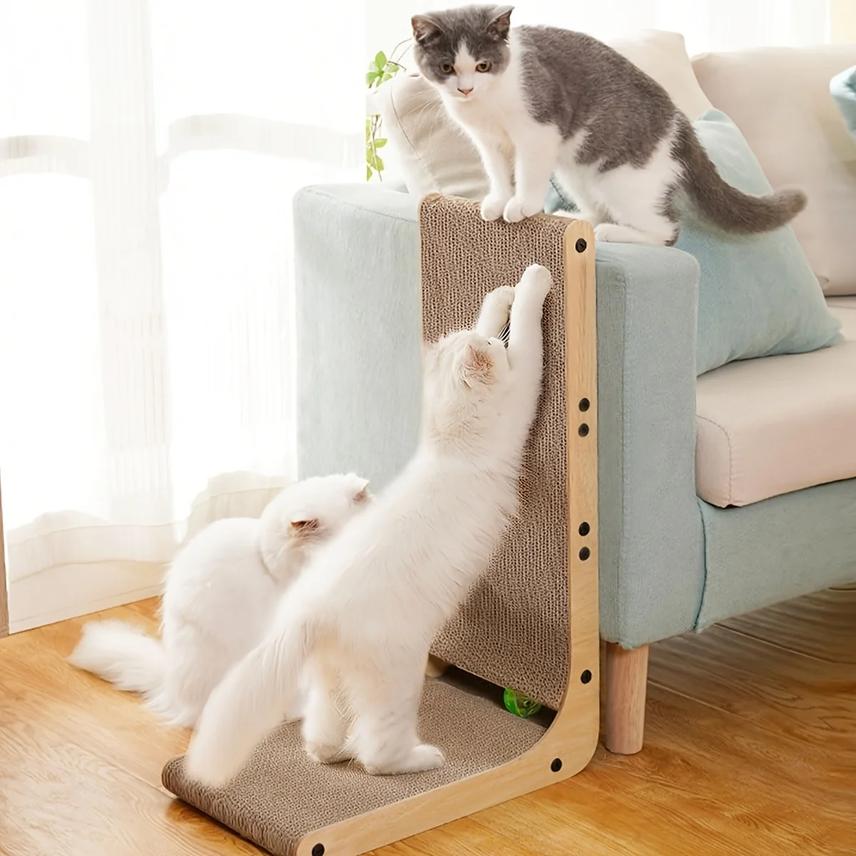 

Cat Scratcher, Cat Scratching Post, Cardboard Cat Scratching Board with Ball Toy, Large Vertical L Shape Cat Scratcher Scratch Pads Cat Toys for Indoor Cats
