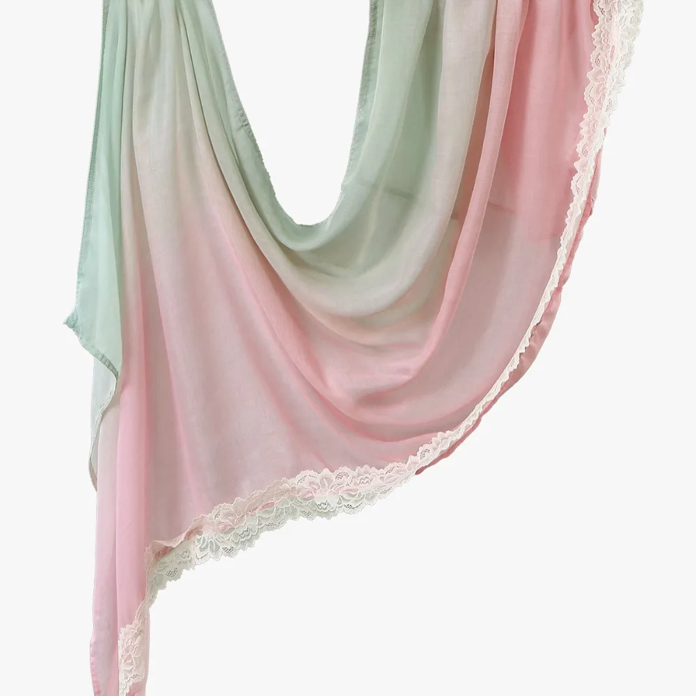 

New 180*70cm Hijab Scarf Lace Edge Breathable Headband Headscarf Sun Protection Shawl Long Wraps for Women