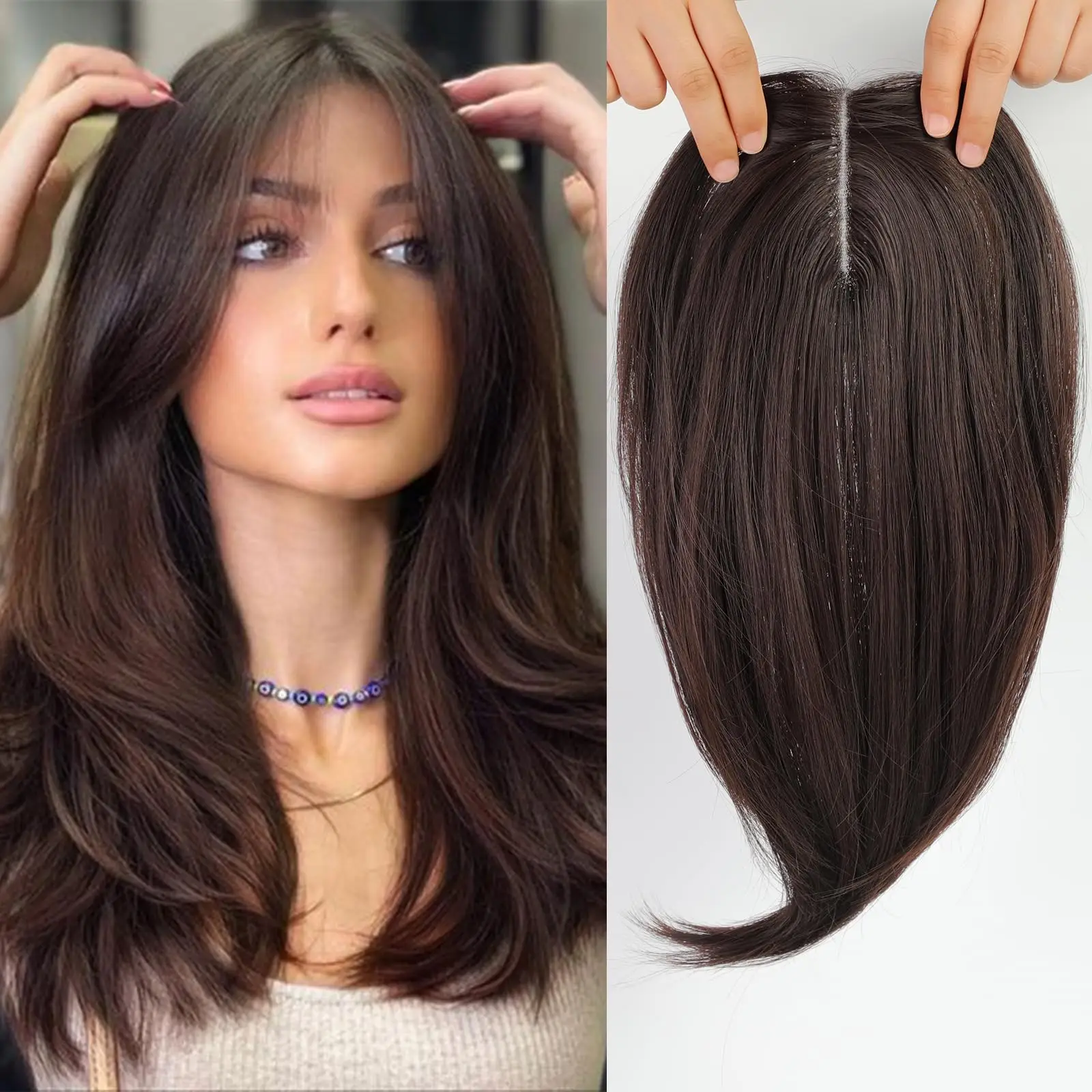 

Clip-in 100% Human Hair Topper | Hairpiece for All Hair Types | Straight Wave Curly | Wholesale Price Fast Shipping