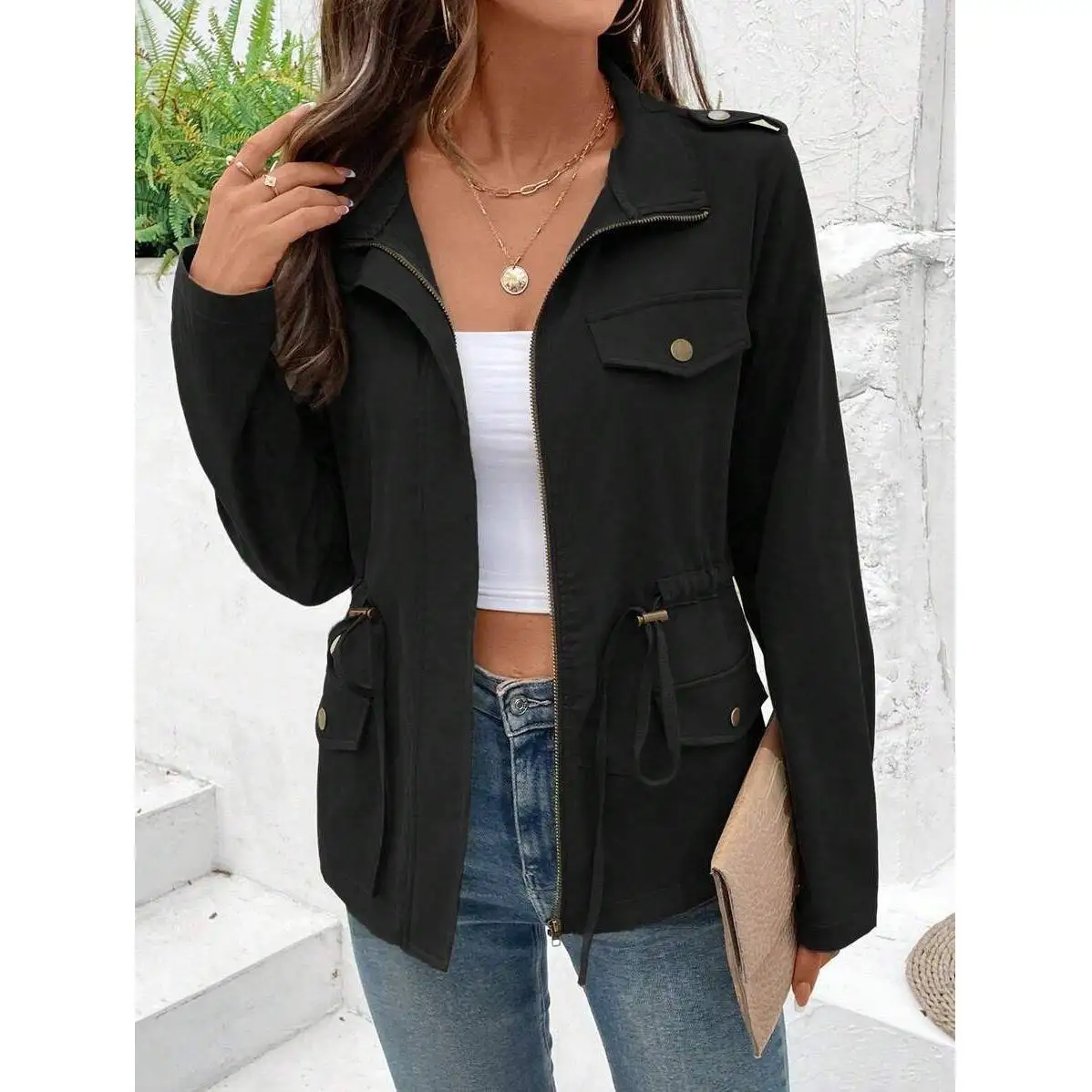 

Модный повседневный цветной жилет с поясом Long Sve с отложным воротником Jaet, женский облегающий жилет Briti Sle, осень 2023 г.