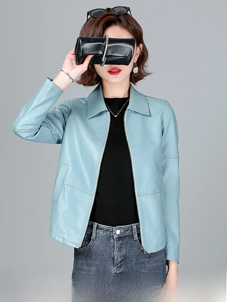 

Женская кожаная куртка Ning из натуральной овчины, короткая, приталенная, в корейском стиле, весна 2025, новая коллекция