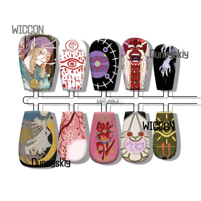 Mononokeee أنيمي تأثيري ازياء اكسسوارات كول Kawaii Jirai Kei الأظافر النساء تأثيري المشجعين الهدايا اليومية حفلة الهالوين