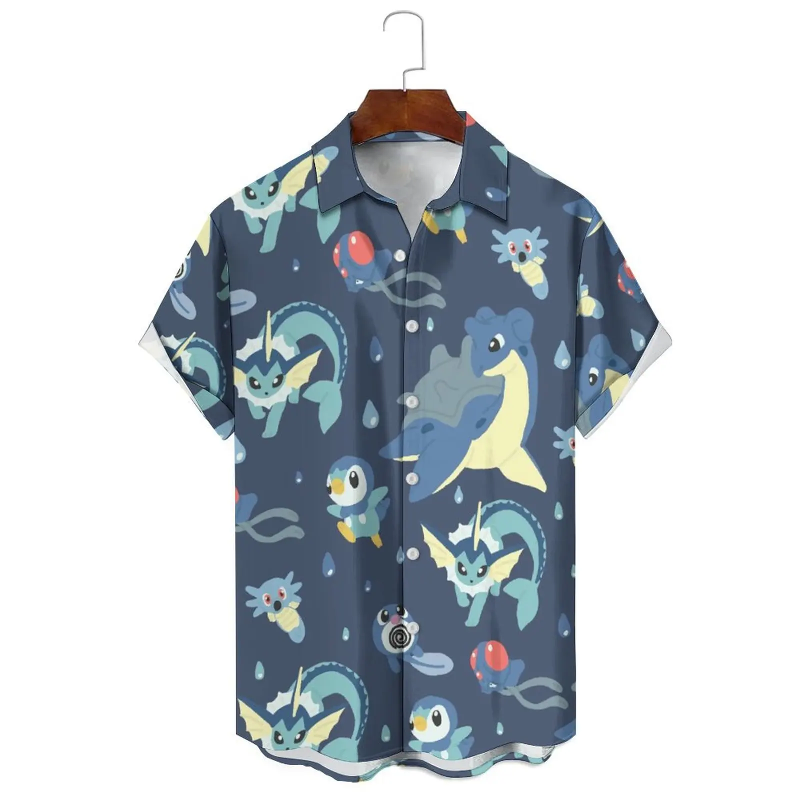 Men And Women Summer Fashion 3d Cartoon Animal Print Daily Travel Can Wear Multi-Color Casual Loose Lapel Short-Sleeved Shirt