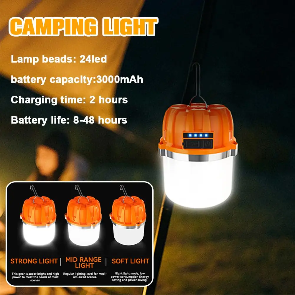 

Powerful USB Rechargeable LED Camping Lights Built-in Lantern Battery Tents Camping BBQ Emergency Hanging Outdoor Bank Powe K2K2