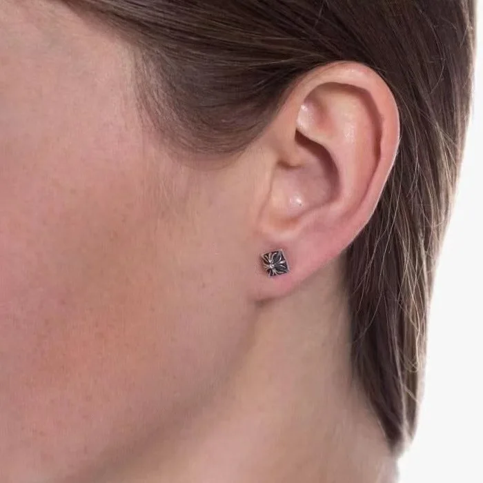 

Vintage Retro S925 Sterling Silver Earrings Classic Women Daily Ear Jewelry