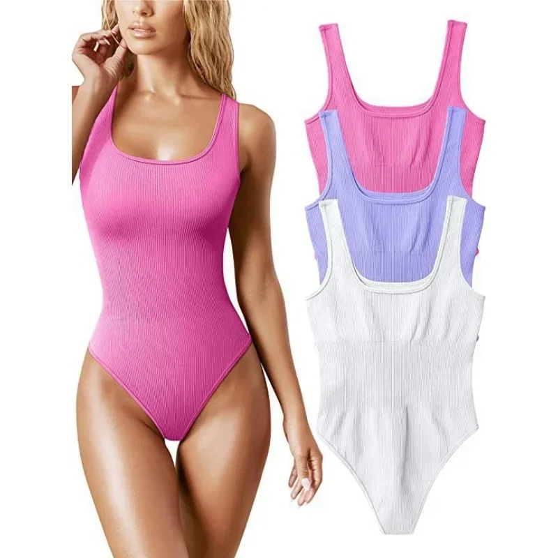 2024 New Women's U-neck Sleeveless Vest Tight Fitting Jumpsuit Bodysuit  Romper Fashion Women Clothing  Playsuit Jumpsuit Women