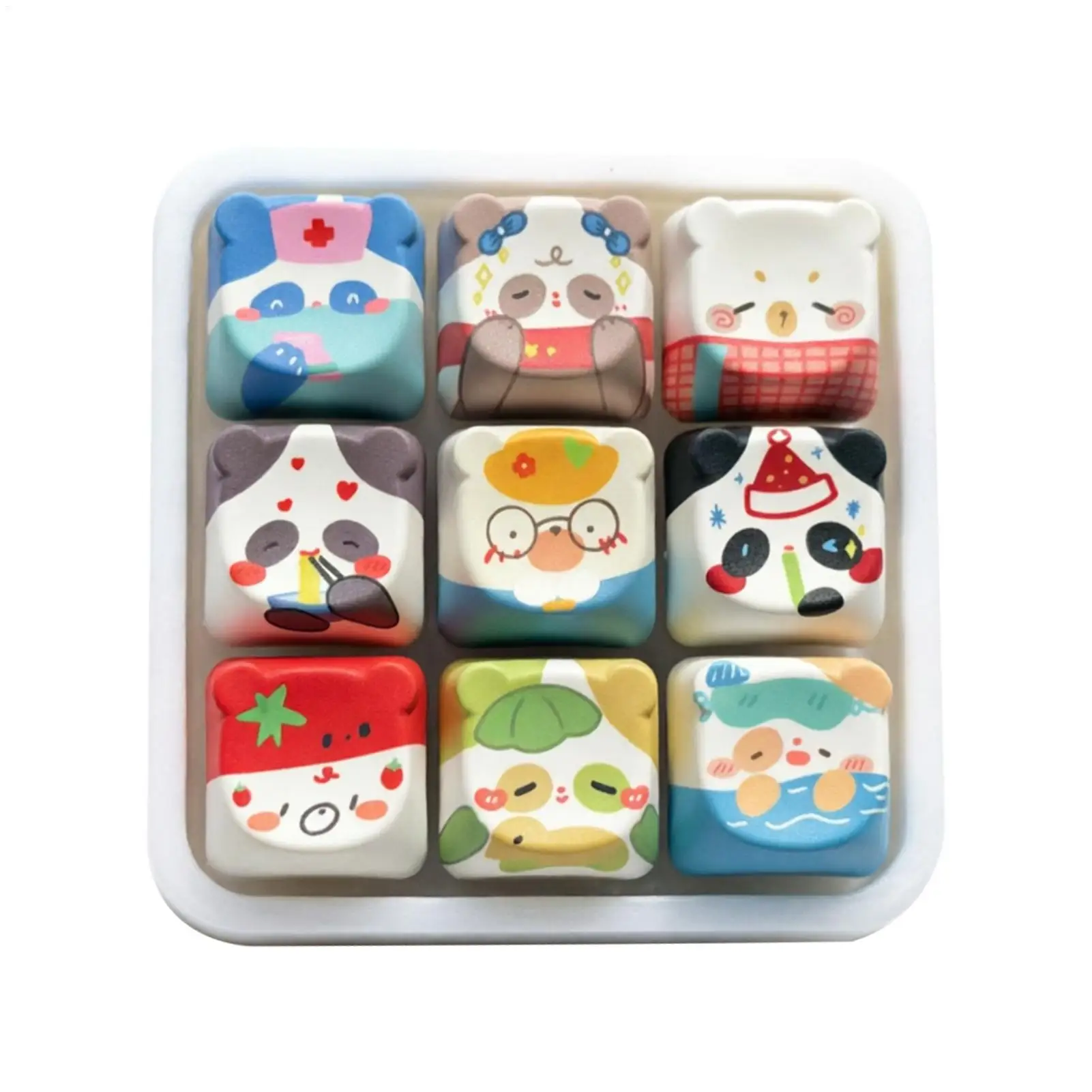 Keyboard Fidget 9-Key Portable Panda Sensory Tool Keychain Pendant Fidget Toys Keyboard Clicker For Kids Teens Students Adults