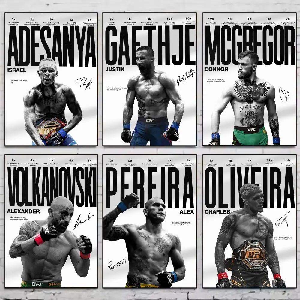 UFC Fighter Legend Boxer Champion Poster Aesthetic Poster Wall Art Vintage Print Modern Home Decor Bedroom Living Room