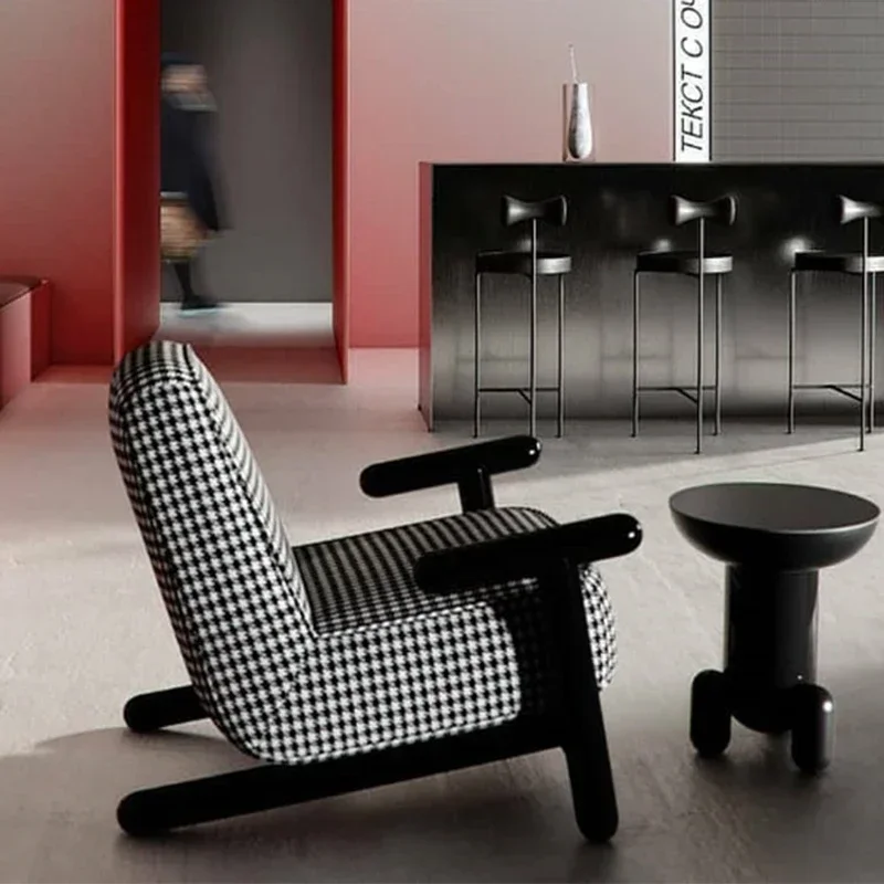 

Nordic Single Leisure Chair Houndstooth Sofa Model Room Living Room Bedroom Couch