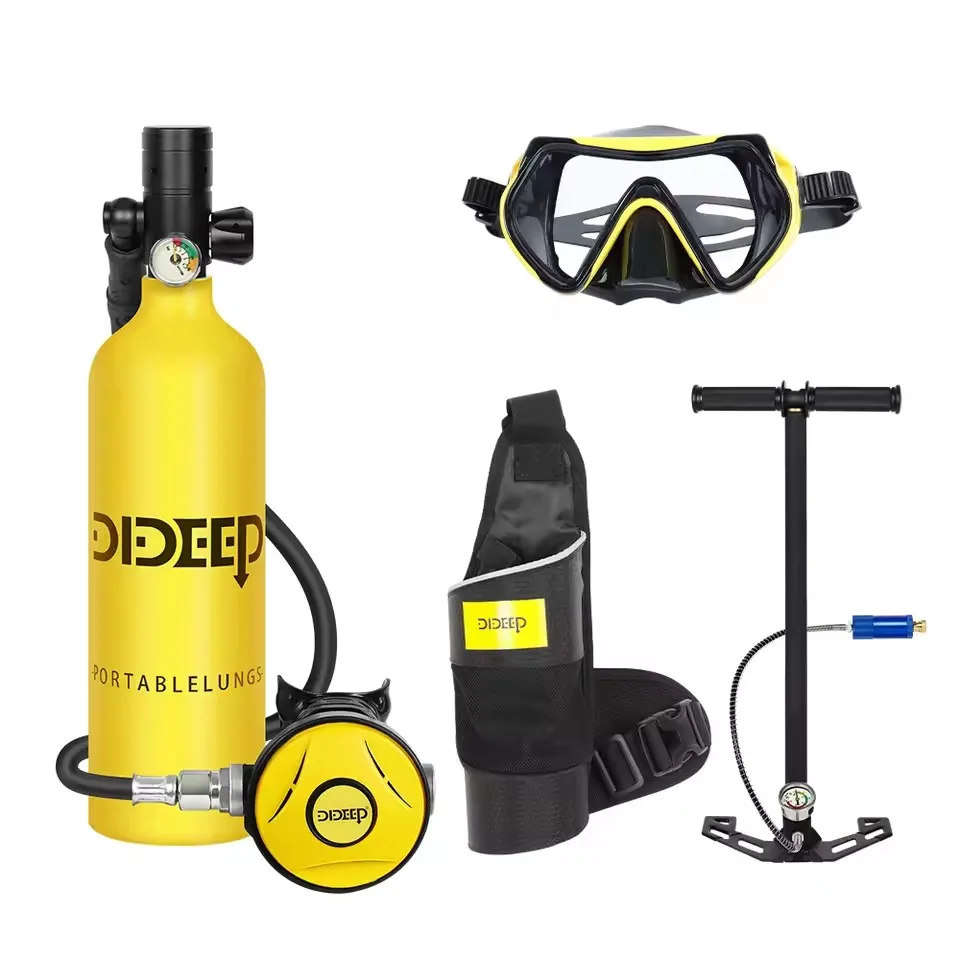 DIDEEP X4000 Pro 1L Mini Diving Tank, Oxygen Tank, Underwater Diving Kit with Crossbody Harness/Mask/Pump