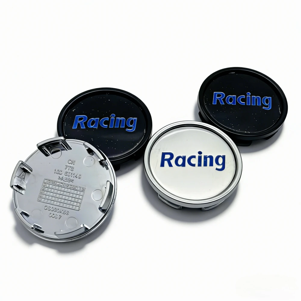 4pcs Racing Letter Sport Logo Emblem Car Wheel Center Caps 58MM Clips 53MM Wheels Hub Cap Rim Hubcaps Dust Cover Car Accessories
