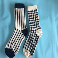 Striped Plaid Black White Cotton Socks Soft Comfortable Funny Men Women Socks Cotton Crew Casual Sock 5pair/lot