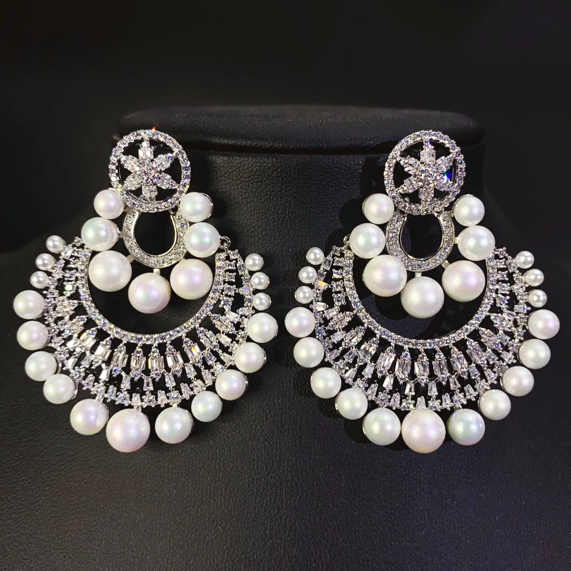 

classy jewelry pearls earrings for women wedding bride luxury jewelry large round pendant earrings dinner party gift