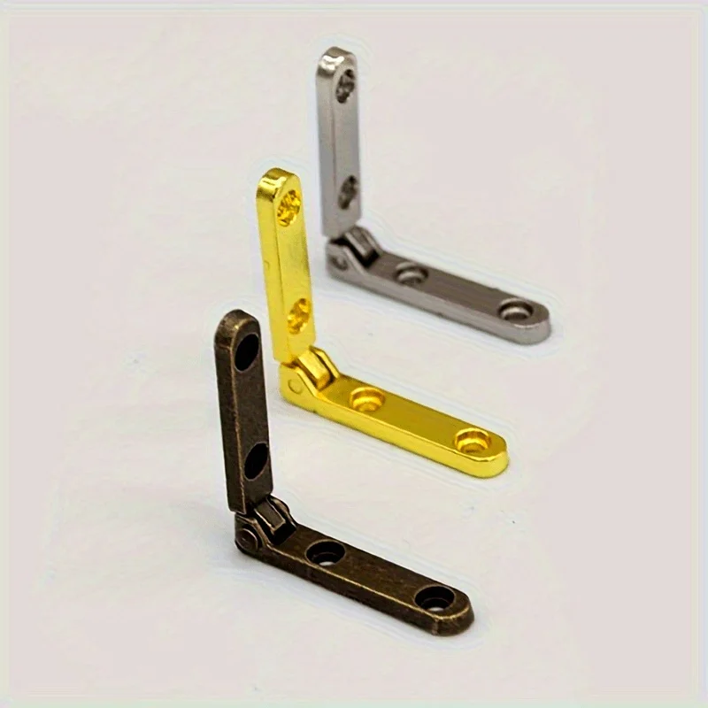 Metal Supporting Hinges 10Pcs for Box Makeup Box Wooden Small Hinge Golden Accessories with Installation Screws