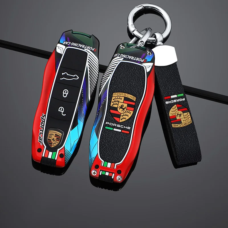 Sporty Style Car Remote Key Case Cover Shell for Porsche Cayenne Panamera 911 718 Macan Boxster Cayman Auto Keychain Accessories