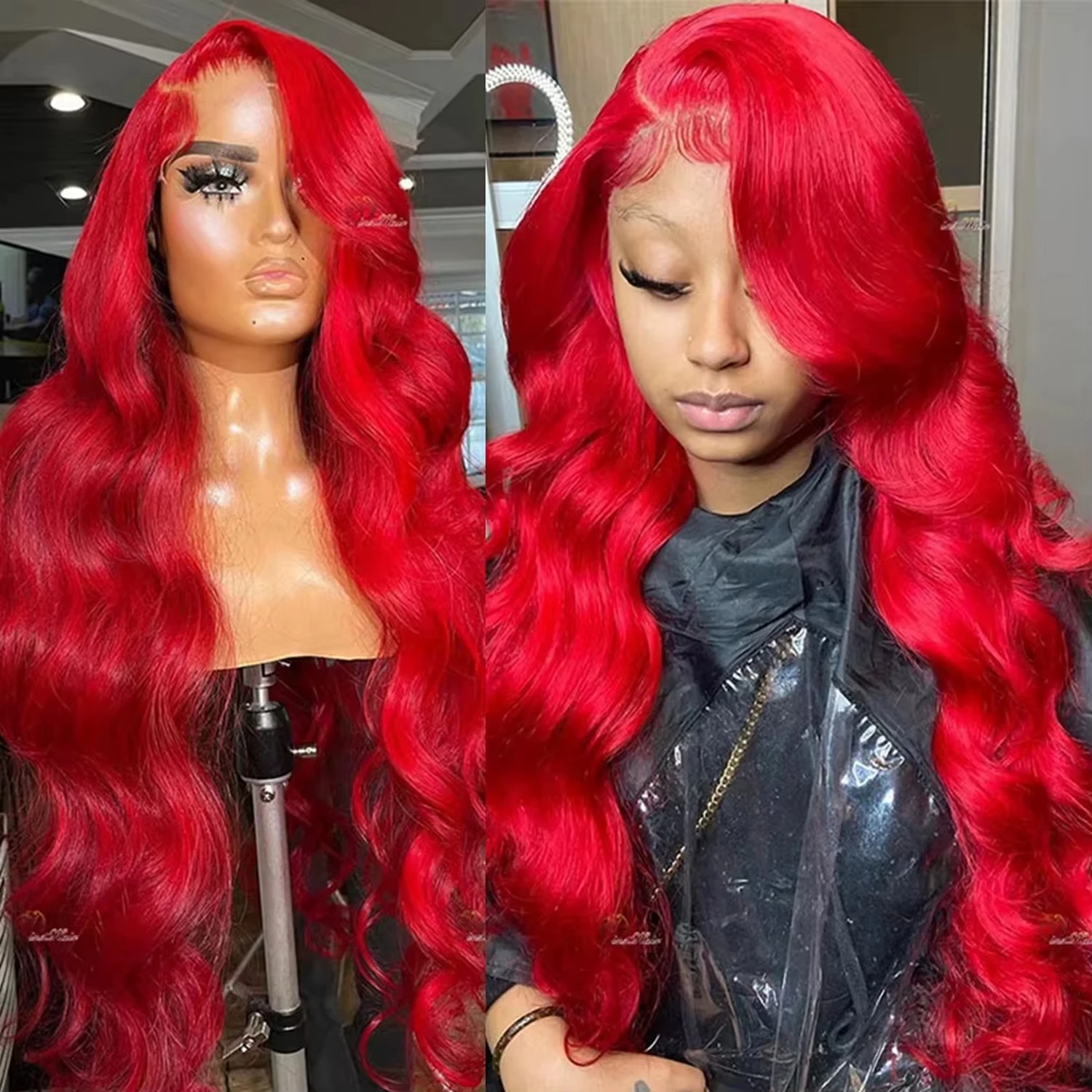 Peluca de onda profunda roja de 34 y 38 pulgadas, peluca de cabello humano con encaje Frontal 13x6 Hd, pelucas frontales de encaje de pelo Real de Brasil de 250 de densidad para mujeres negras