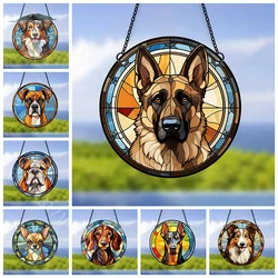 Pet Dog Acrylic Wall Decoration German Shepherd Labrador Retriever Window Decorative Stained Hangings Gift Pendant Room Decor