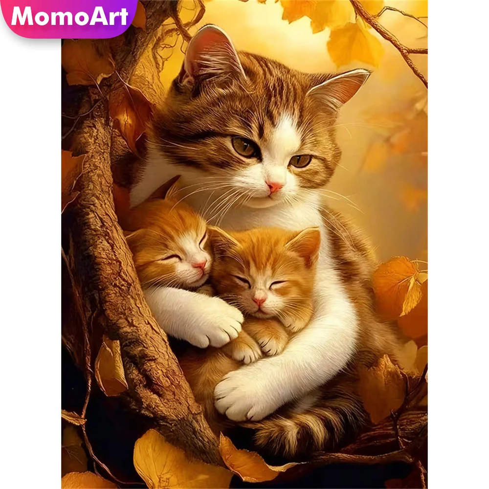 

Momoart DIY Алмазная мозаика кошка животное ремесло комплект алмазная живопись полная квадратная круглая вышивка крестиком украшение стены