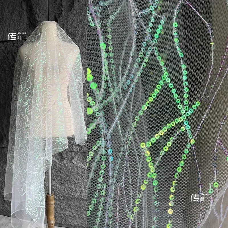 Mesh Fabric Phantom Color Perspective Soft Wedding Dress Decoration Background Clothing Cloth Apparel Sewing Polyester Material