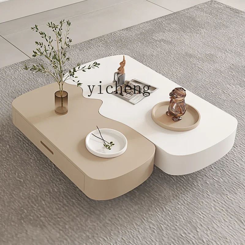 

TQH cream wind coffee table special-shaped small apartment living room household simple modern size square table