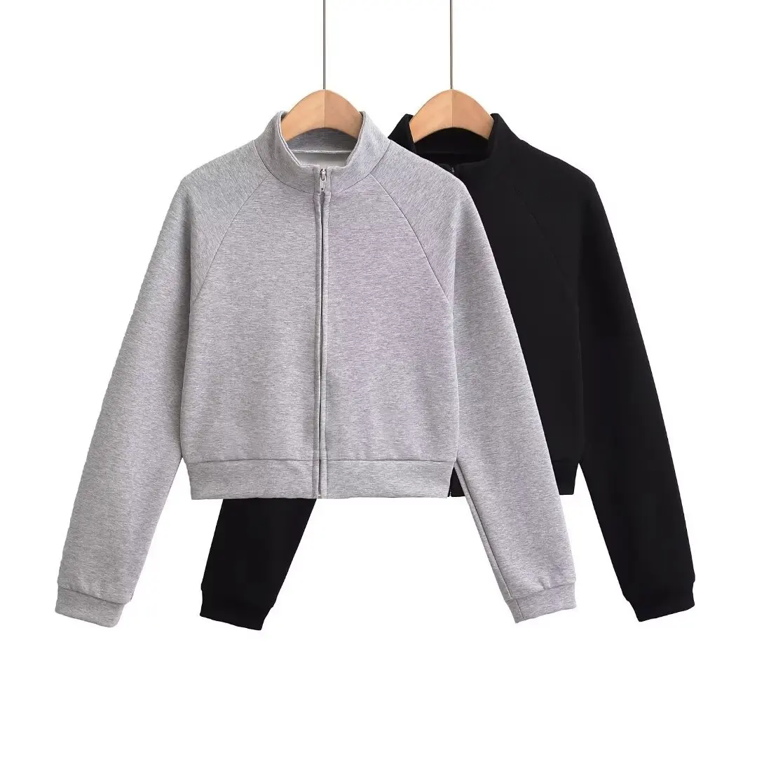 النمط الأوروبي الأمريكي بلون سستة سترة المرأة طويلة الأكمام معطف قصير الخريف الشتاء أزياء كل مباراة #1