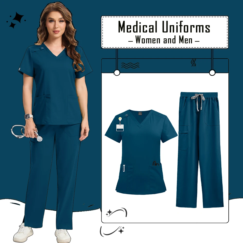 Atacado hospital clínico workwear uniforme de enfermeira médica conjunto de esfoliantes de enfermagem enfermeira dentista cirurgia terno beleza workwear unisex