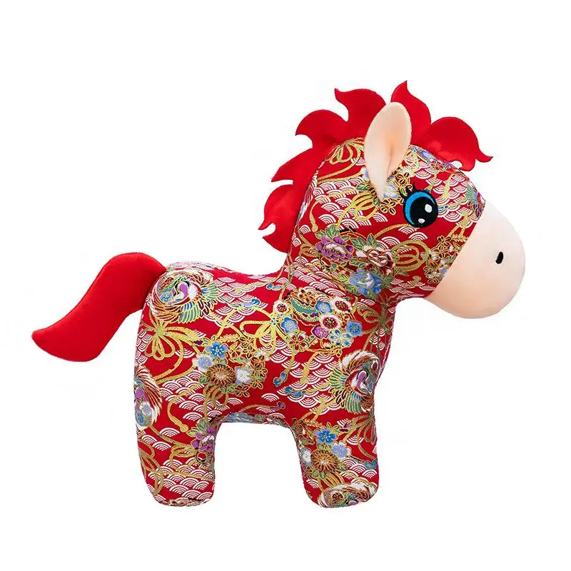 

(YY)1Pc 2026 New Year Mascot Horse Plush Stuffed Doll Toy for Children Gifts 15/20cm Cloth Horse for Home Decoration Festival