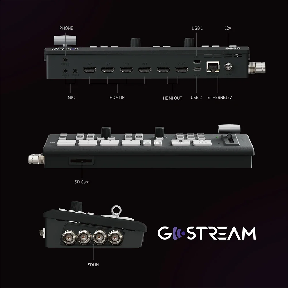 OSEE GoStream Duet Conmutador SDI+HDMI de 4 canales Transmisión en vivo de múltiples máquinas, transición de mezcla de vídeo, grabación