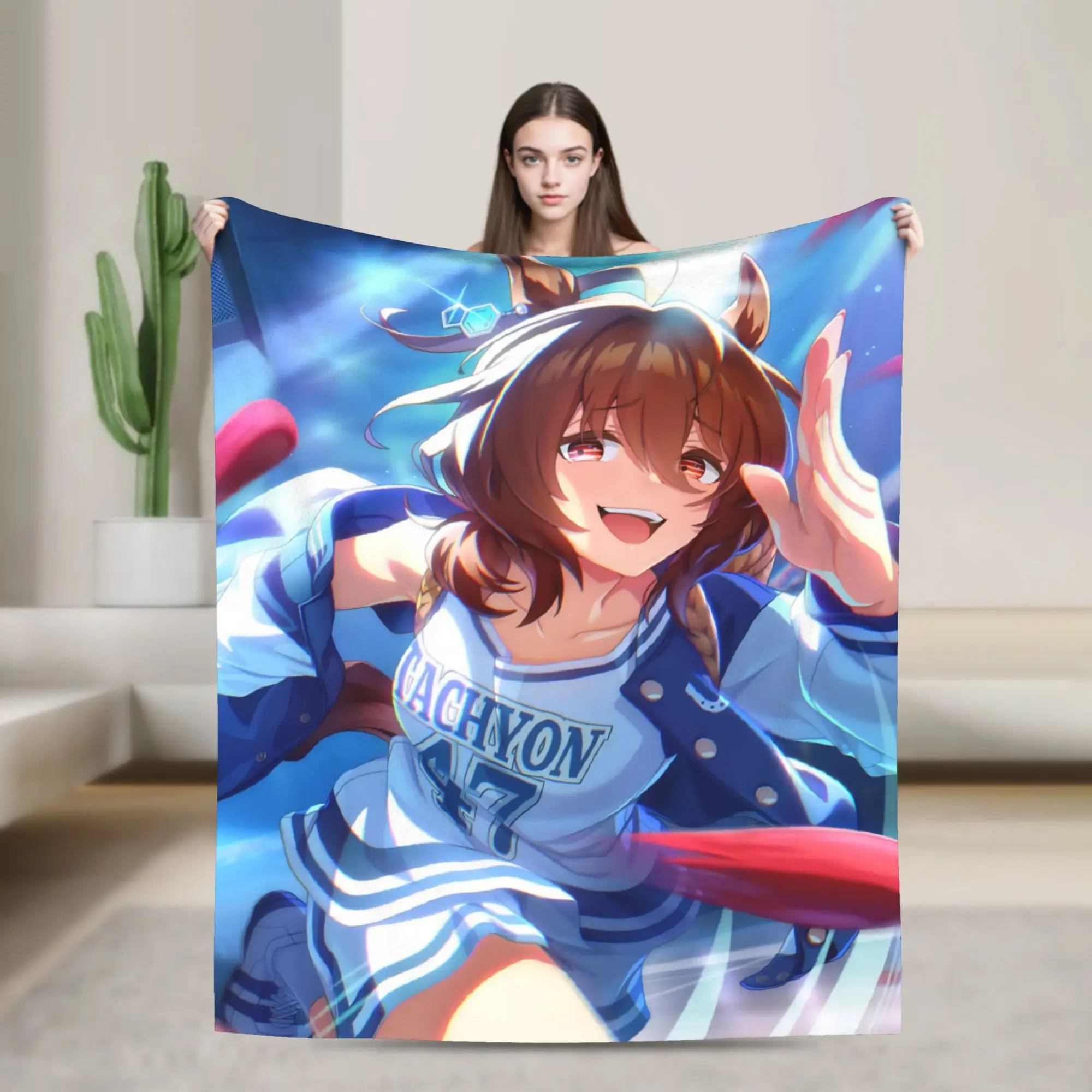 Agnes Tachyon Flannel Throw Blankets Uma Musume Pretty Derby Blankets for Sofa Car Ultra-Soft Bedroom Quilt