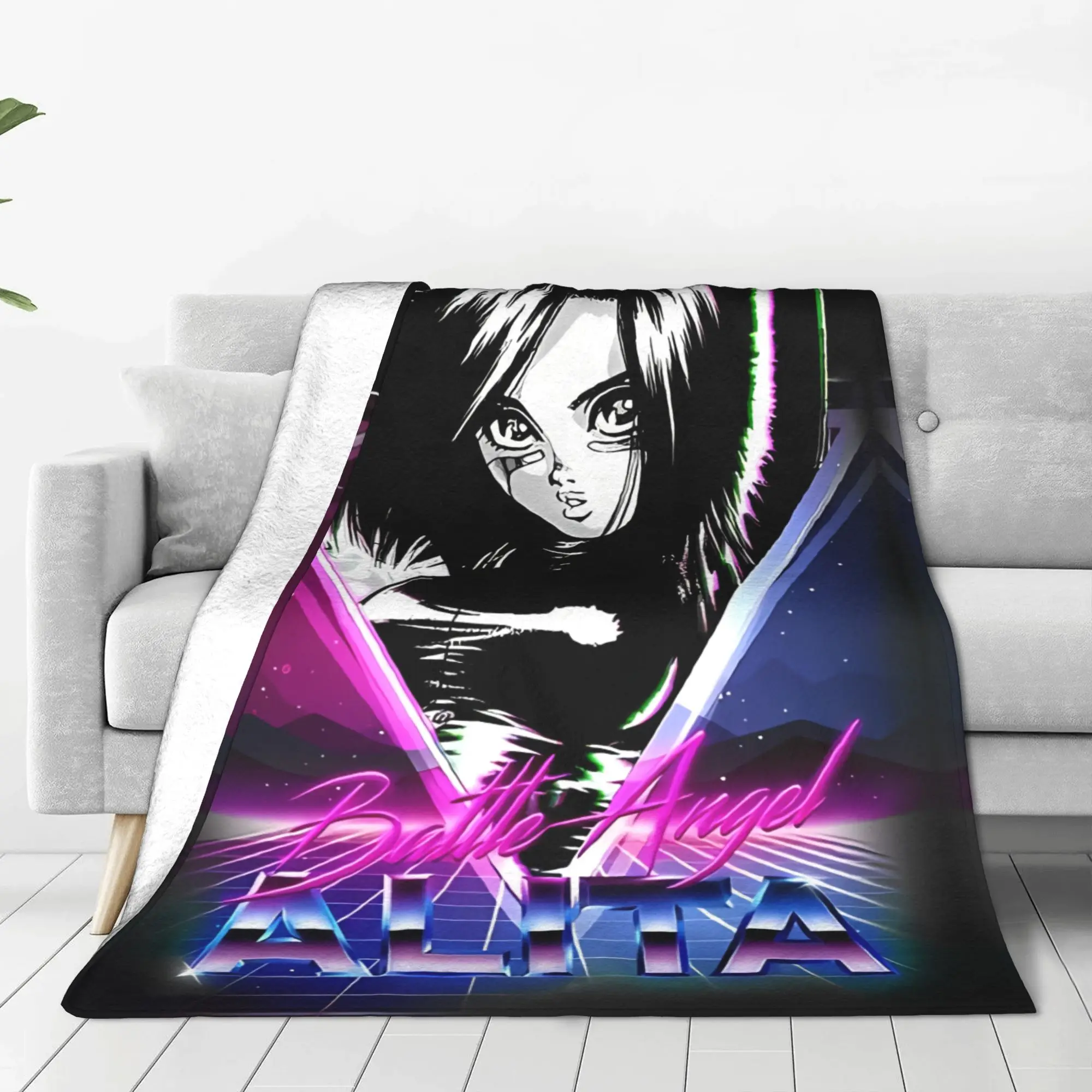 1PC Home Cutecore Nineties Battle Angel Battle Angel Alita Blanket Super Cosy Plush Home Living Room Sofa Halloween