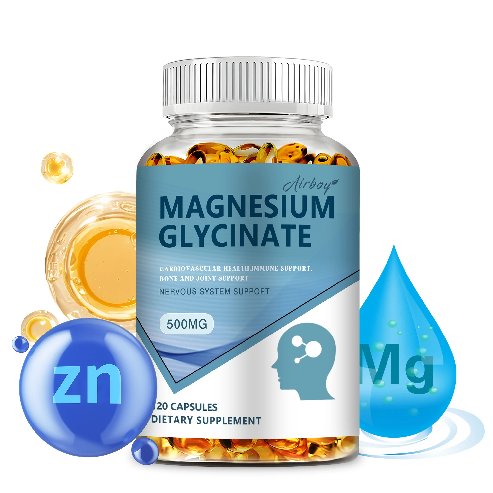 

Magnesium Glycinate Capsules - Muscle Relaxation, Improve Mood, Improve Sleep Quality, Supports Heart and Cardiovascular Health