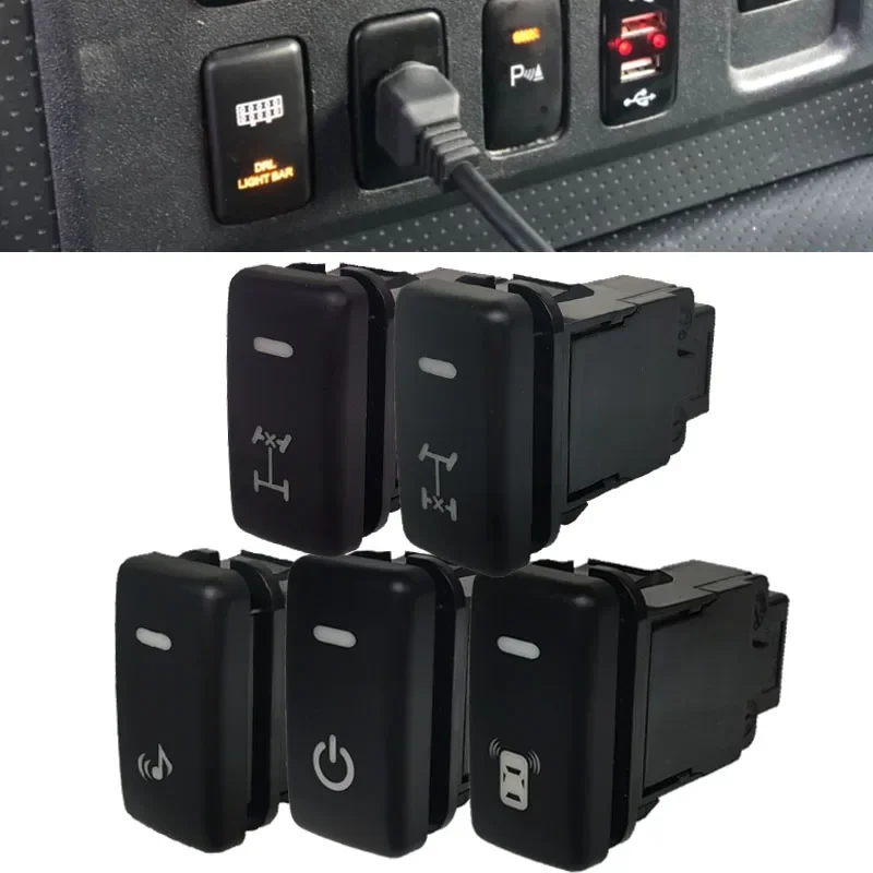 

Orange Light Car Differential Lock Switch Radar Power Music Button with Wire for Toyota Land Cruiser Hilux Prado 120 FJ CRUISE