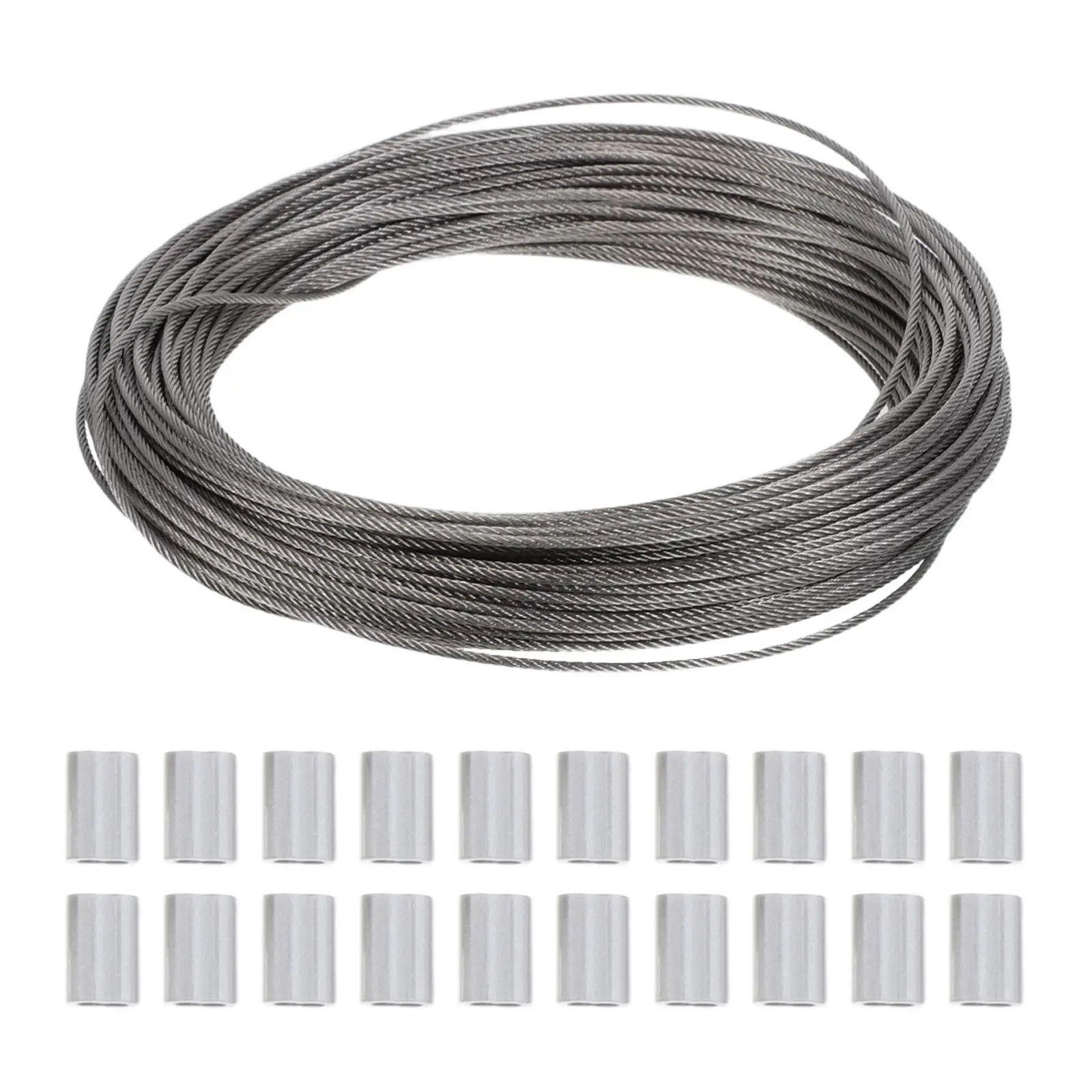 

1Set Stainless Steel Wire Rope 98.43ft 0.06in Heavy Duty Cable for Railings on Decks Metal Cable with Loop Sleeves Clothesline