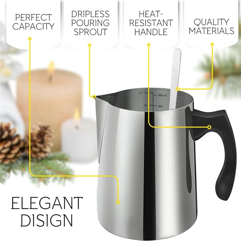 A26F-Candle Making Kit For Beginners- Candle Making Pouring Pot With Long Stain Spoon Electric Hot Plate US Plug