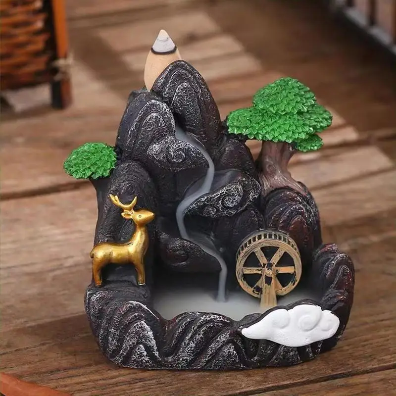 Waterfall Incense Burner Mountains River Shaped Incense Burner Home Decor Backflow Fragrance Aroma Fountain Zen Censer Holder