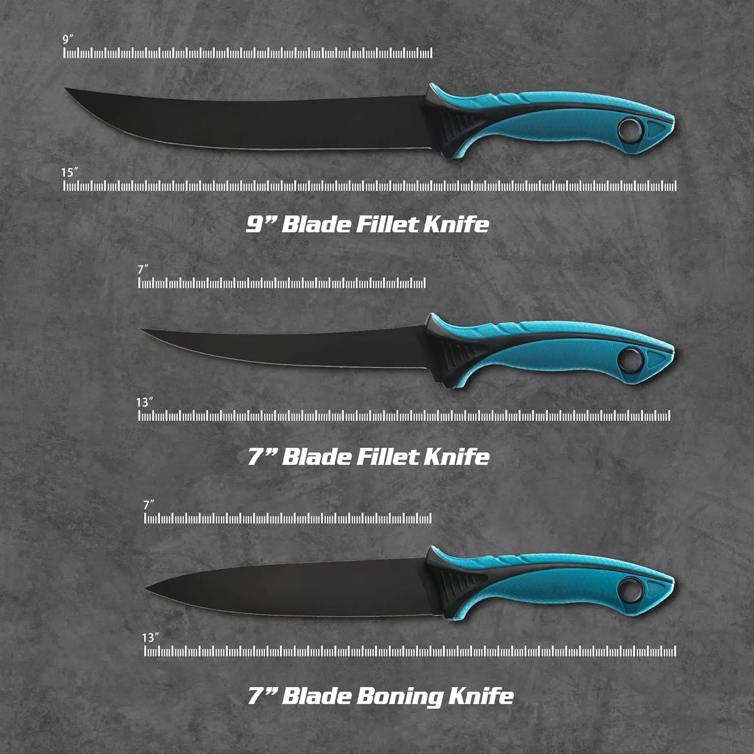 OUTDOORS Fish Fillet Knife Set Curved Flexh Filet Knife for Filleting and Boning, Non-Slip Handles