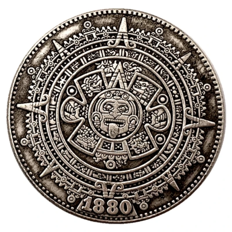 1PC Mayan sundial Aztec antique copper old silver commemorative coin collection coin relief coin copper commemorative medal