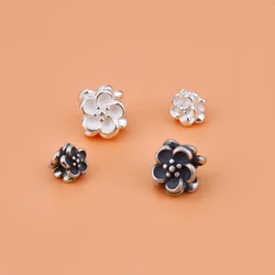 S925 Sterling silver vintage Triangle flower beads Handmade DIY beaded material bracelet necklace accessories