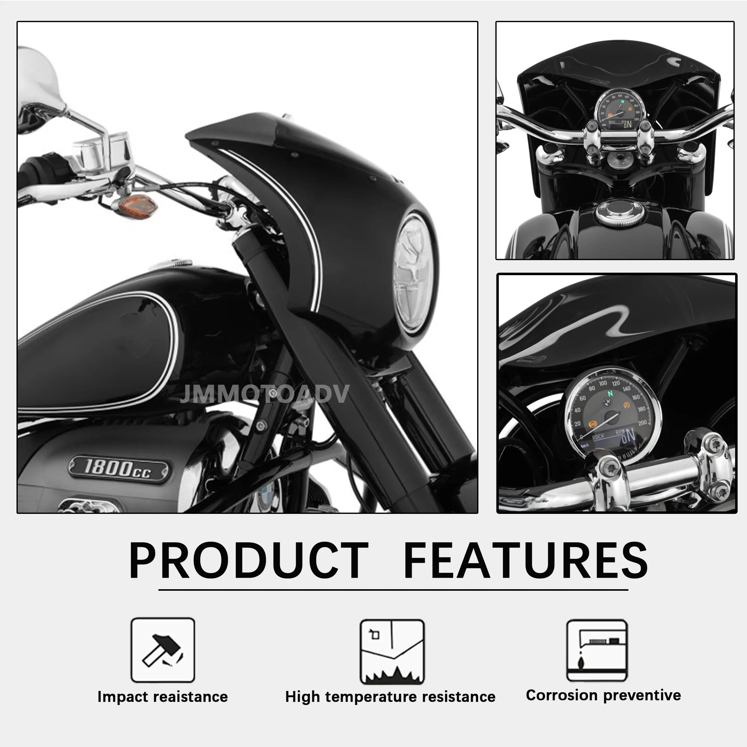 Rock And Roll Cockpit Fairing Decoration Windshield Headlight Windscreen Kit Fits For BMW R18 100 Years R 18 Classic 2020-2024