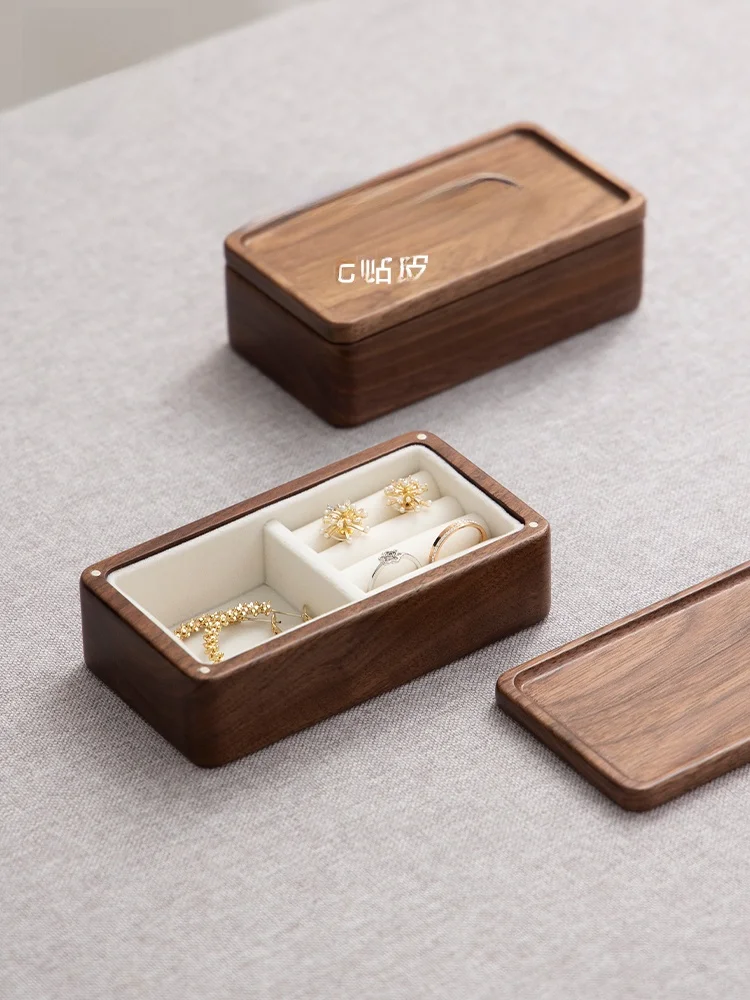 

Портативная деревянная шкатулка для украшений, маленькая деревянная шкатулка для драгоценностей, элитная портативная коробка для хранения, подарок на Новый год