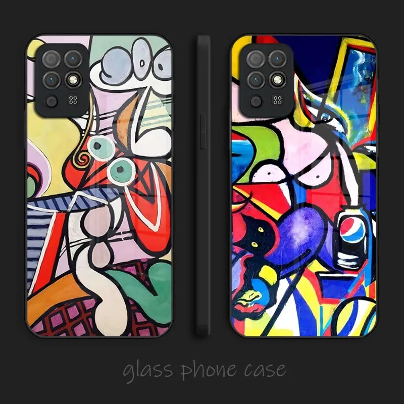 Picasso Abstract Art Phone Case Glass For Huawei P50 P40 P30 P20 ProPlus Lite Pro Mate 40Pro 30 20 Nove 9SE 9 8 7 Pro Cover