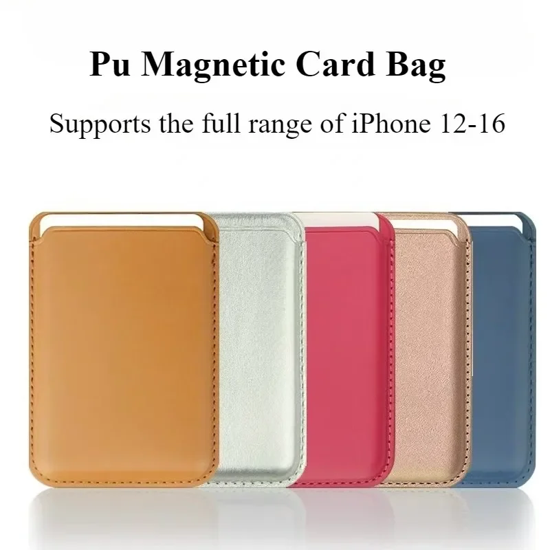 Magnetic Card Holder Case IPhone 16 15 13 14 12 Card Sleeve IPhone Leather Magsafing Magnet Back Sticker Case Card Pocket 2028