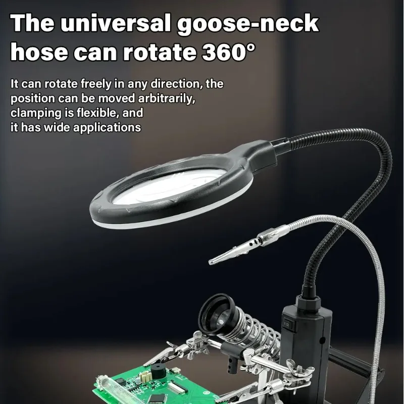 2.5X 4X Soldering Help Hand With Led Magnifier Magnifying Glasses LED Light with Soldering station For Welding Repair Maginifier