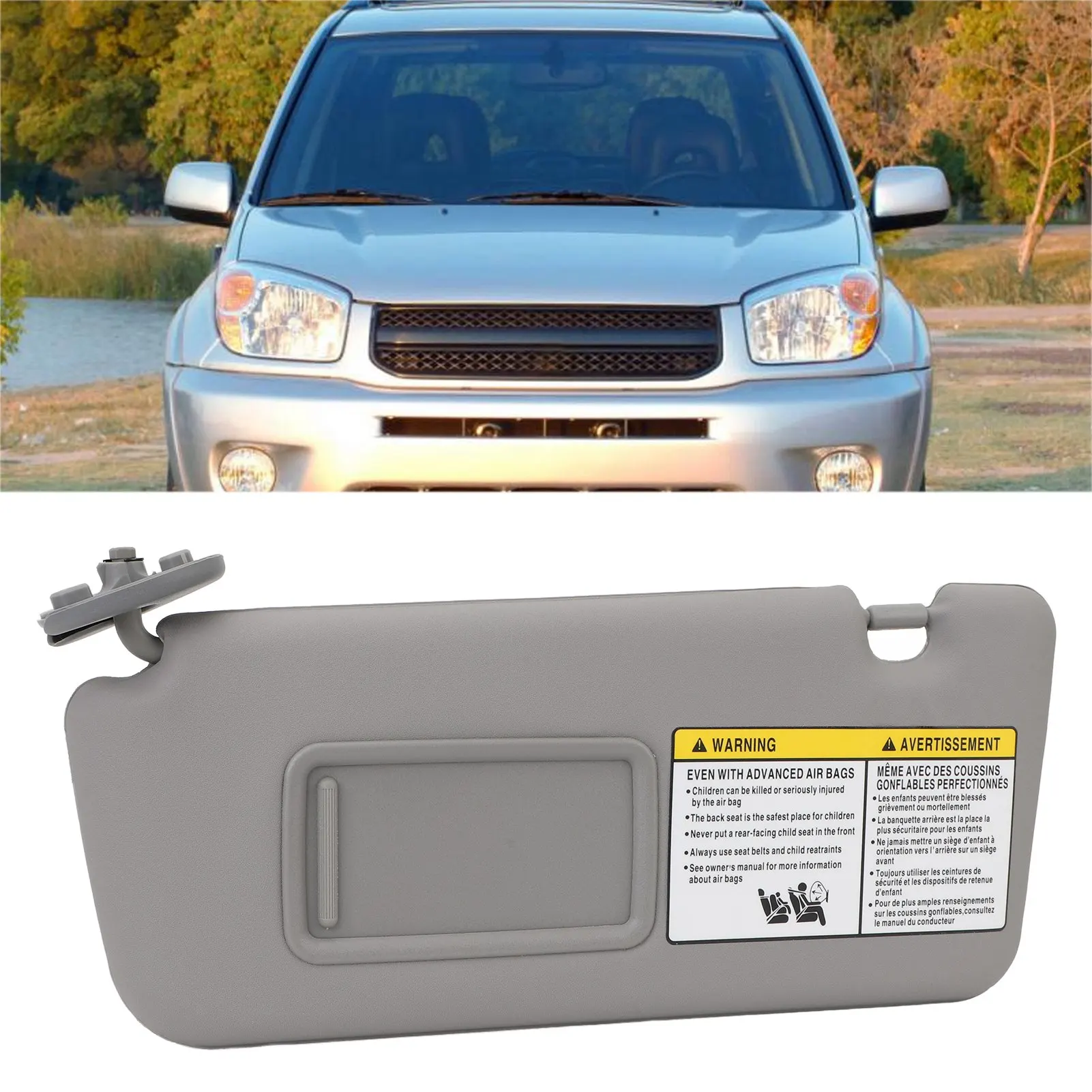 7432042420B0 Left Driver Side Colorfast Gray Sun Visor Easy Install Anti Glare with Makeup Mirror for  2004 To 2005