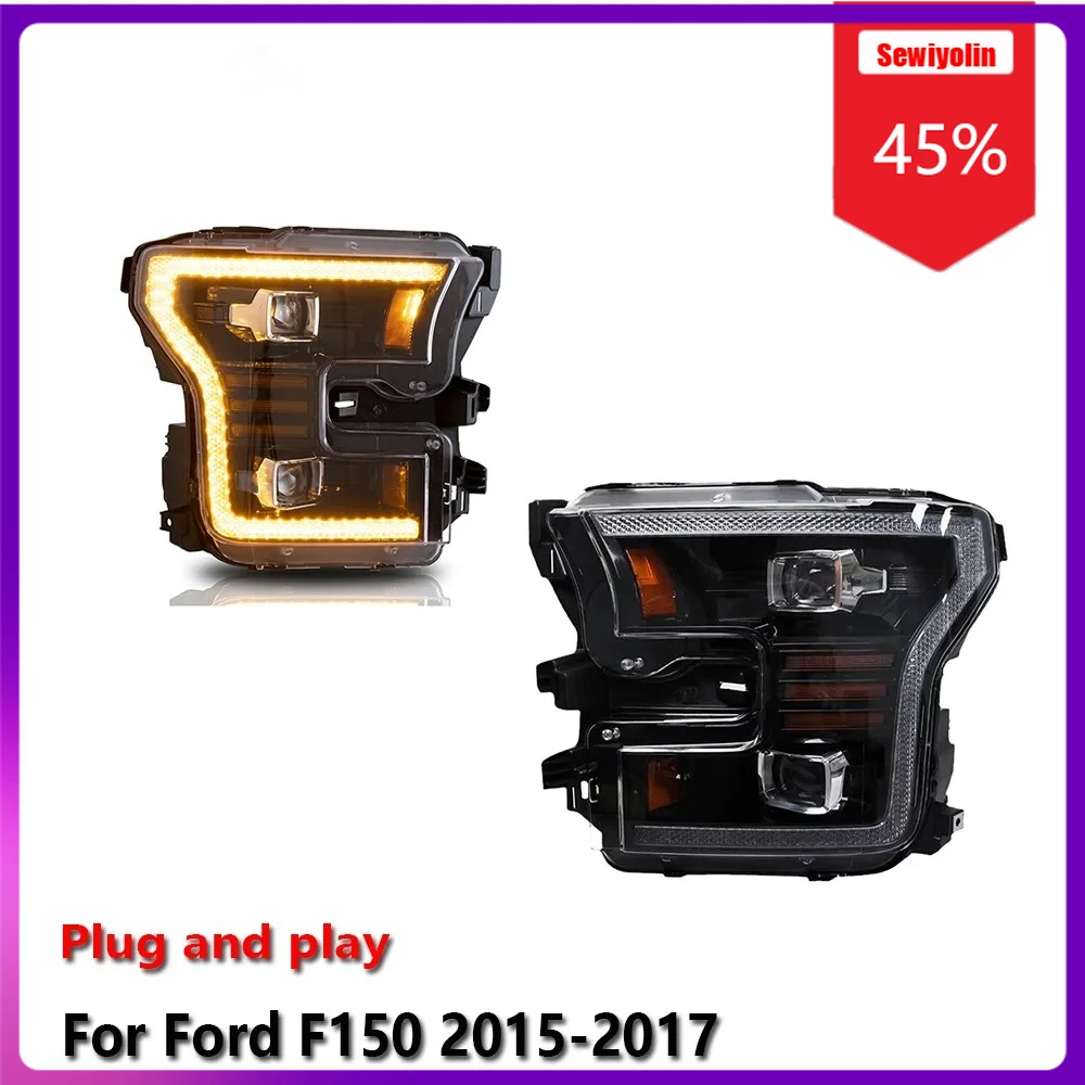 

Автомобильные светодиодные лампы Sewiyolin в сборе для Ford F150 2015-2017, противотуманные фары DRL, стоп-сигнал поворота